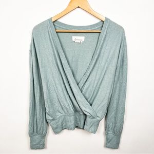 Anthropologie Light Sage Green Wrap V-Neck Sweater